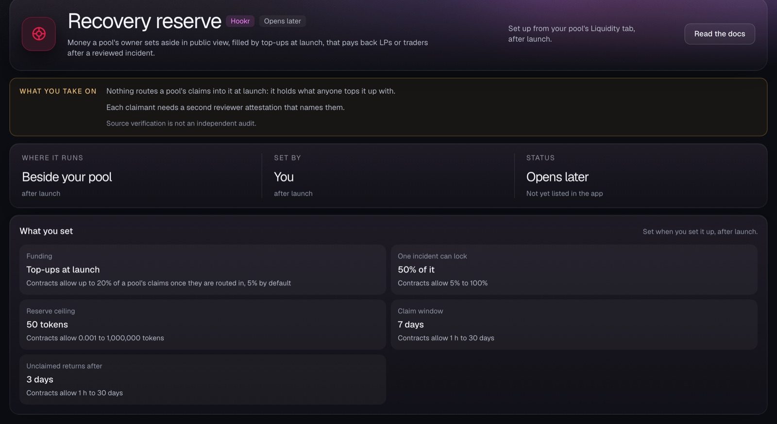 A reserve that pays LPs or traders back after an incident.