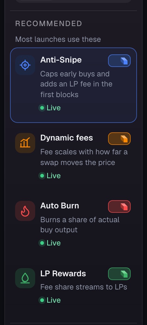 The four core blocks most launches start from.