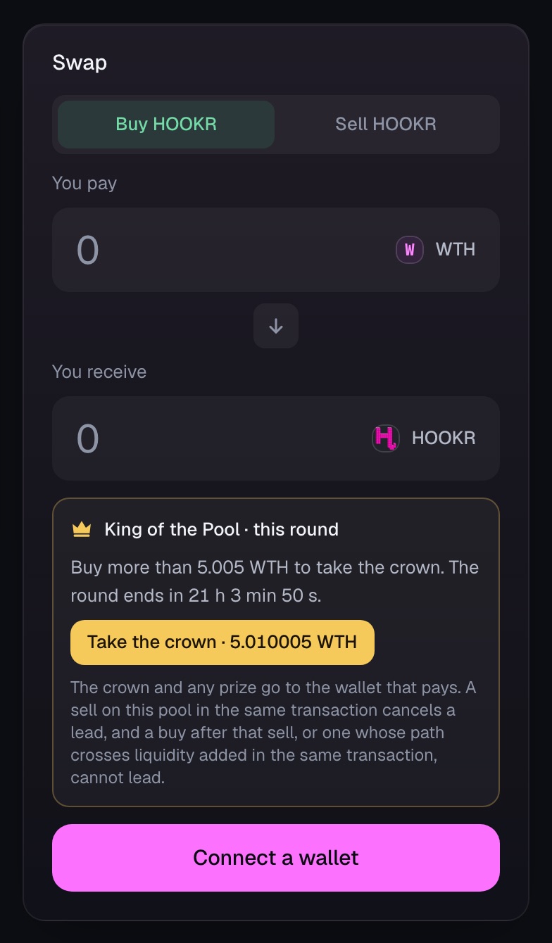 The trade dock on a Hookr pool.