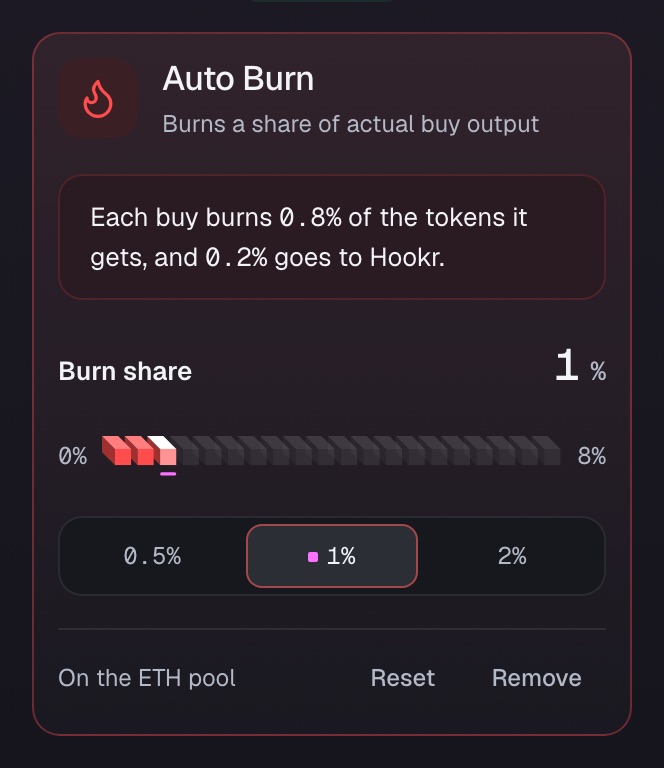 Auto Burn burns a share of every buy in the same swap.