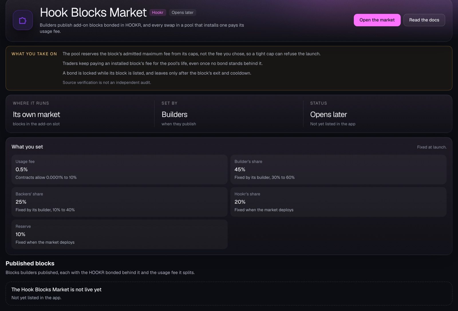 Add-on blocks listed with HOOKR bonds behind them.