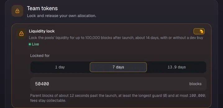 Lock your liquidity