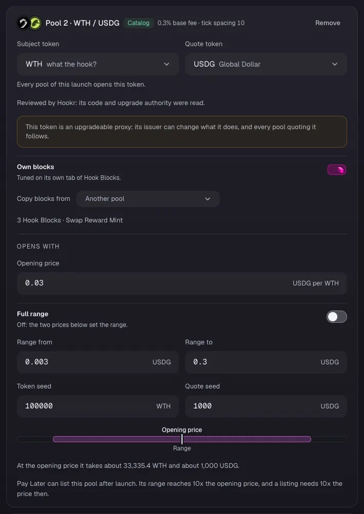 Price the USDG pool