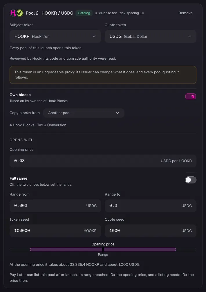 Price the USDG pool