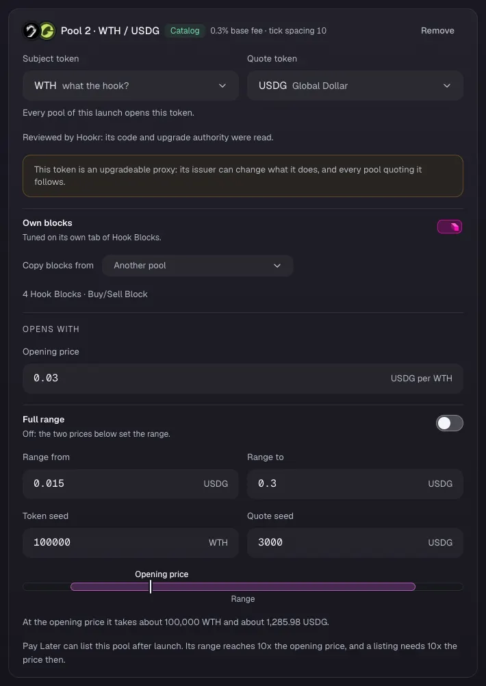 Pool 2 · TOKEN / USDG: how it opens