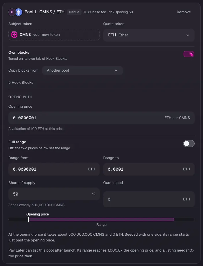 Add the pools and open pool 1 on ETH