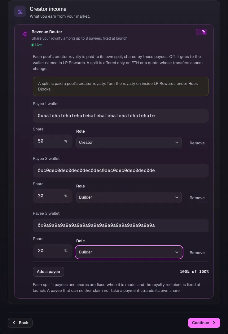 Split the royalty among payees