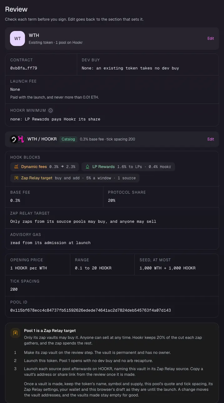 Review, make the vault and launch