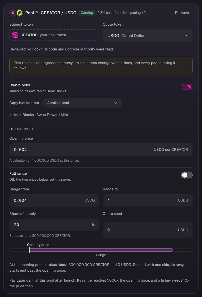 Open the Fan club pool on USDG