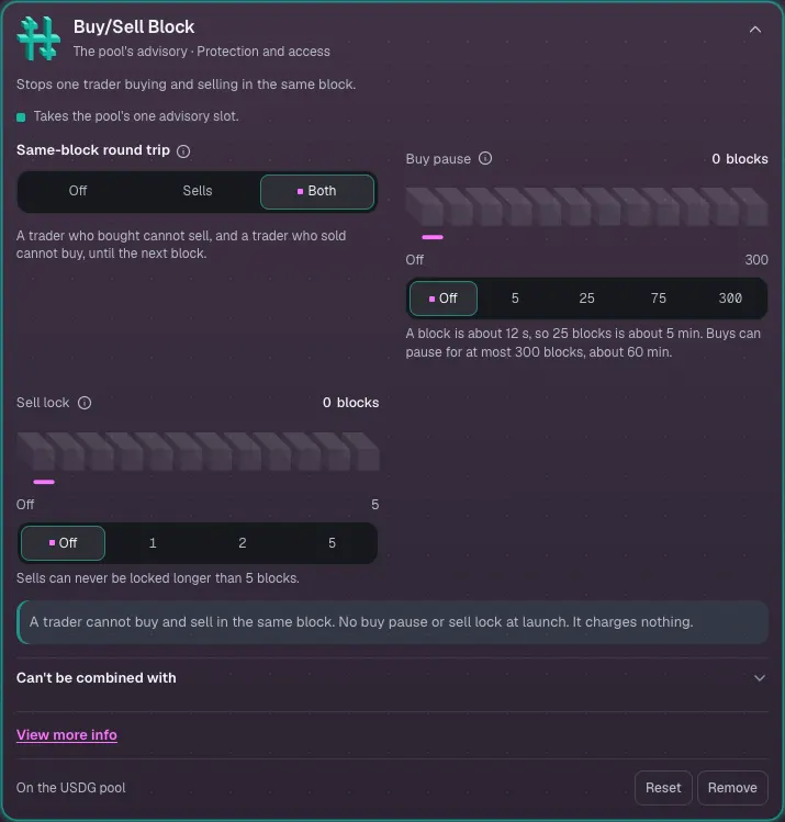 Refuse same-block round trips on USDG