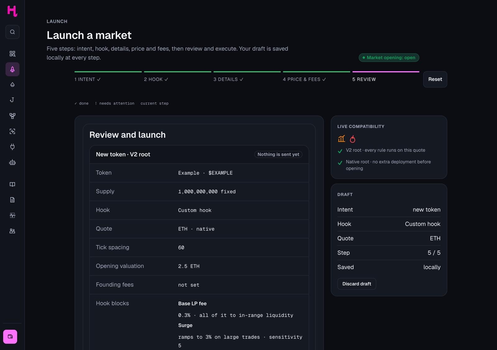 Execute panel and wallet gate