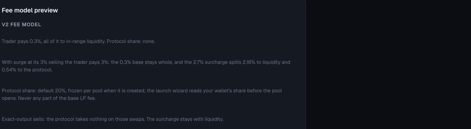 Fee model preview